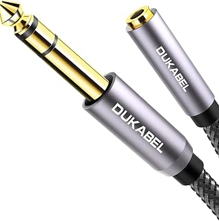 DUKABEL TopSeries Long 1/4'' Male to 1/8'' Female Adapter Cable (16ft/5M) 6.35mm to 3.5mm Phone Audio Connector Quarter Inch Adapter for Mixer Guitar Piano Amplifier Speaker and More