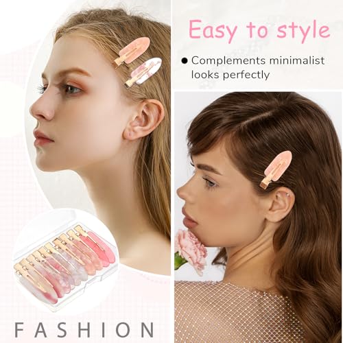 10 Pinzas para Cabello Sin Arrugas Color Rosa Brillante miniatura 4