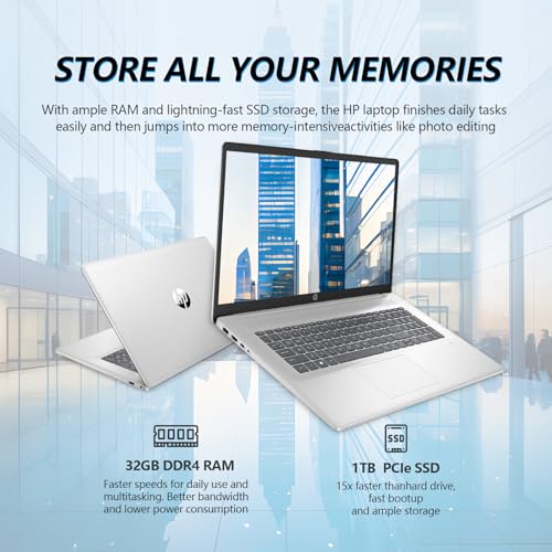 Image of HP Laptops 17 Inch Laptop Computer, 17.3 inch HD+ Large Screen Laptop PC, Intel Core i3 (8-Cores), Windows 11 Pro, 10-Key Number Pad, Wi-Fi 6, USB-Type C, 32GB RAM 2TB SSD