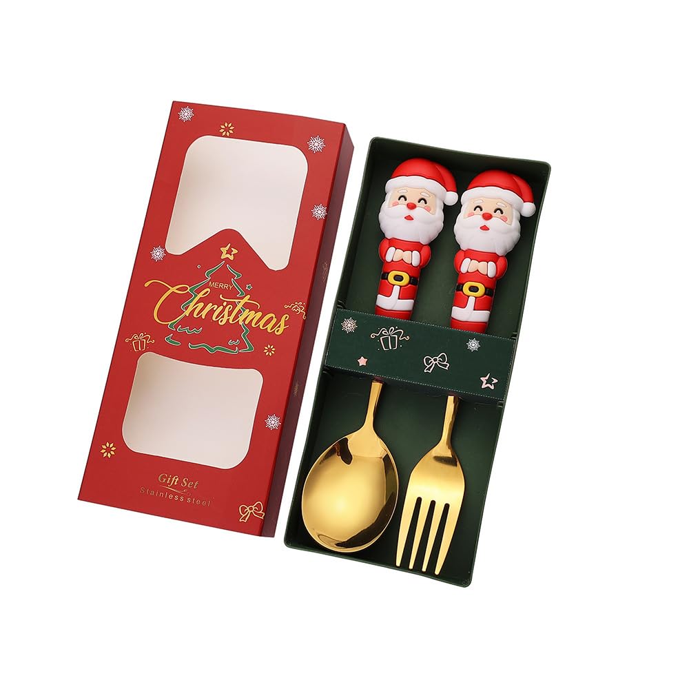 MALSSE Christmas Themed Cutlery Set 410Stainless Steel Spoon and Fork Festival Dining Accessories for Various Occasion Dining Festival Accessories