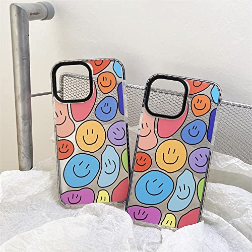 Cute Multicolor Smile Face Clear Phone Case For Iphone 13 Pro Max 6.7 Inches Funny Cartoon Silicone Back Cover Thicken Frame Shockproof Protection Shell Compatible With 13 Pro Max #TOP4