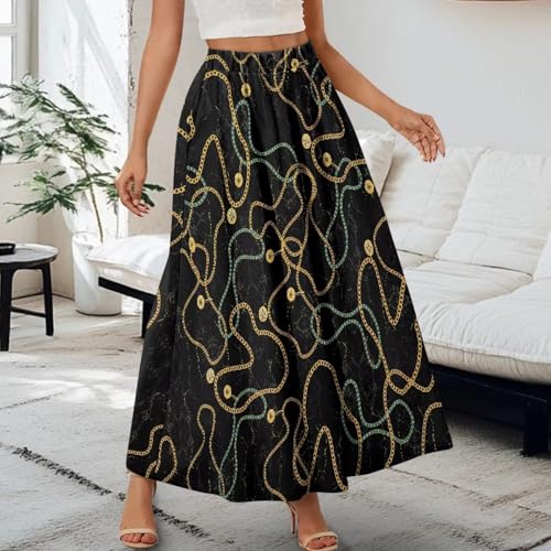 Women Flowy Long Skirts 2025 Summer Casual Maxi Dress with Pockets for Beach Travel3