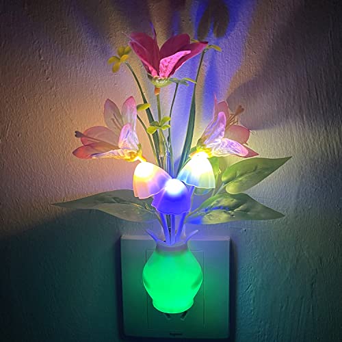 Plug-In Night Light With Auto Light Sensor, Rgb Led Mushroom Wall Based Flower Lamp 1W Energy Efficient For Nursery For Kids Room, Bedroom, Nursery, Lounge, Hallway And Stairs #TOP2