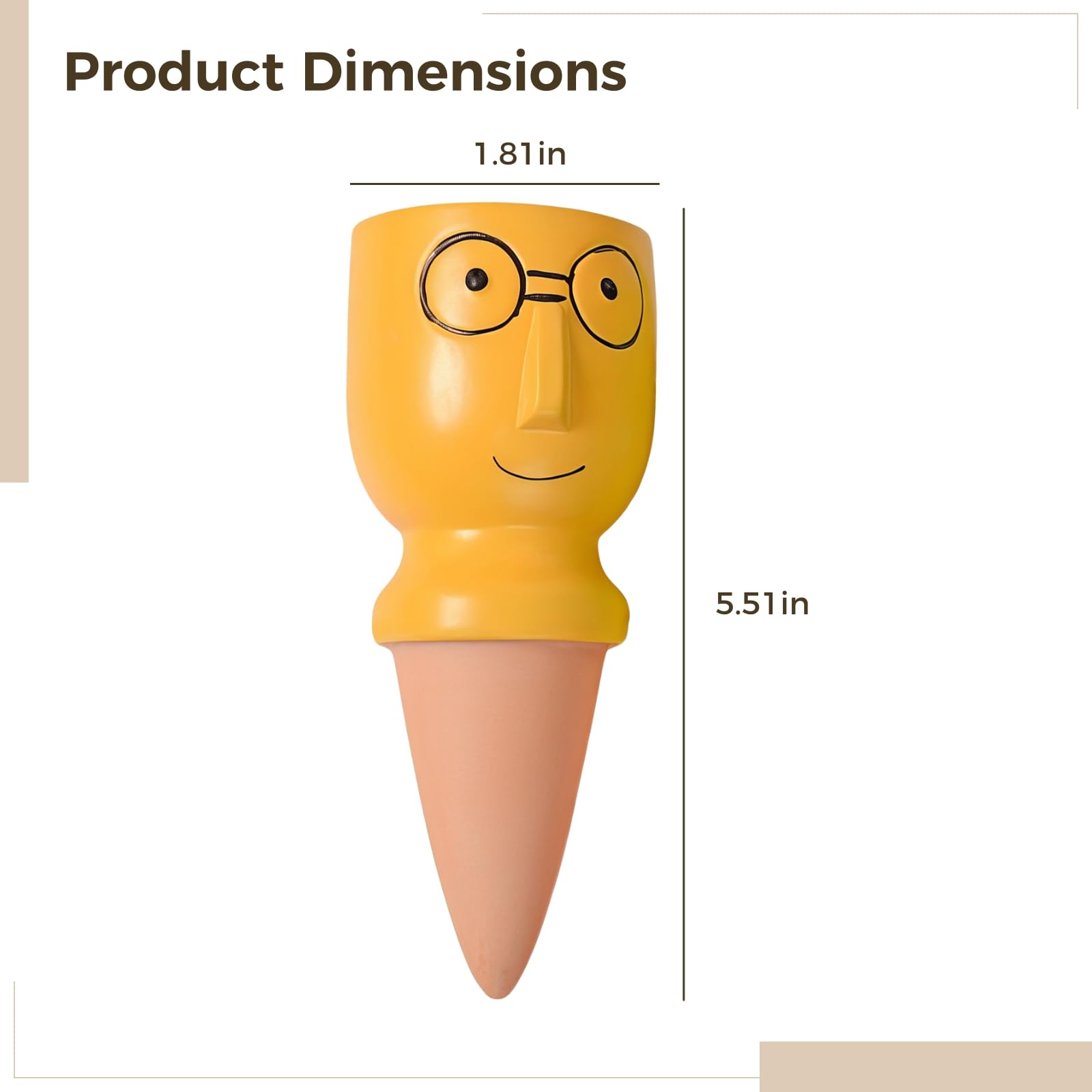 Générique Lot de 4 cônes d'arrosage Automatique en Terre Cuite pour Plantes, Forme drôle de tête avec Grandes Lunettes, Goutte à Goutte coloré, idéal pour l'extérieur et Les Vacances