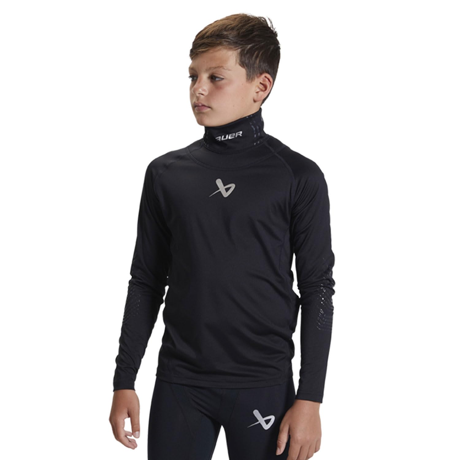 Bauer S19 Hockey - Maglia a maniche lunghe per proteggere il collo, con protezione per il collo integrata, per ragazzi