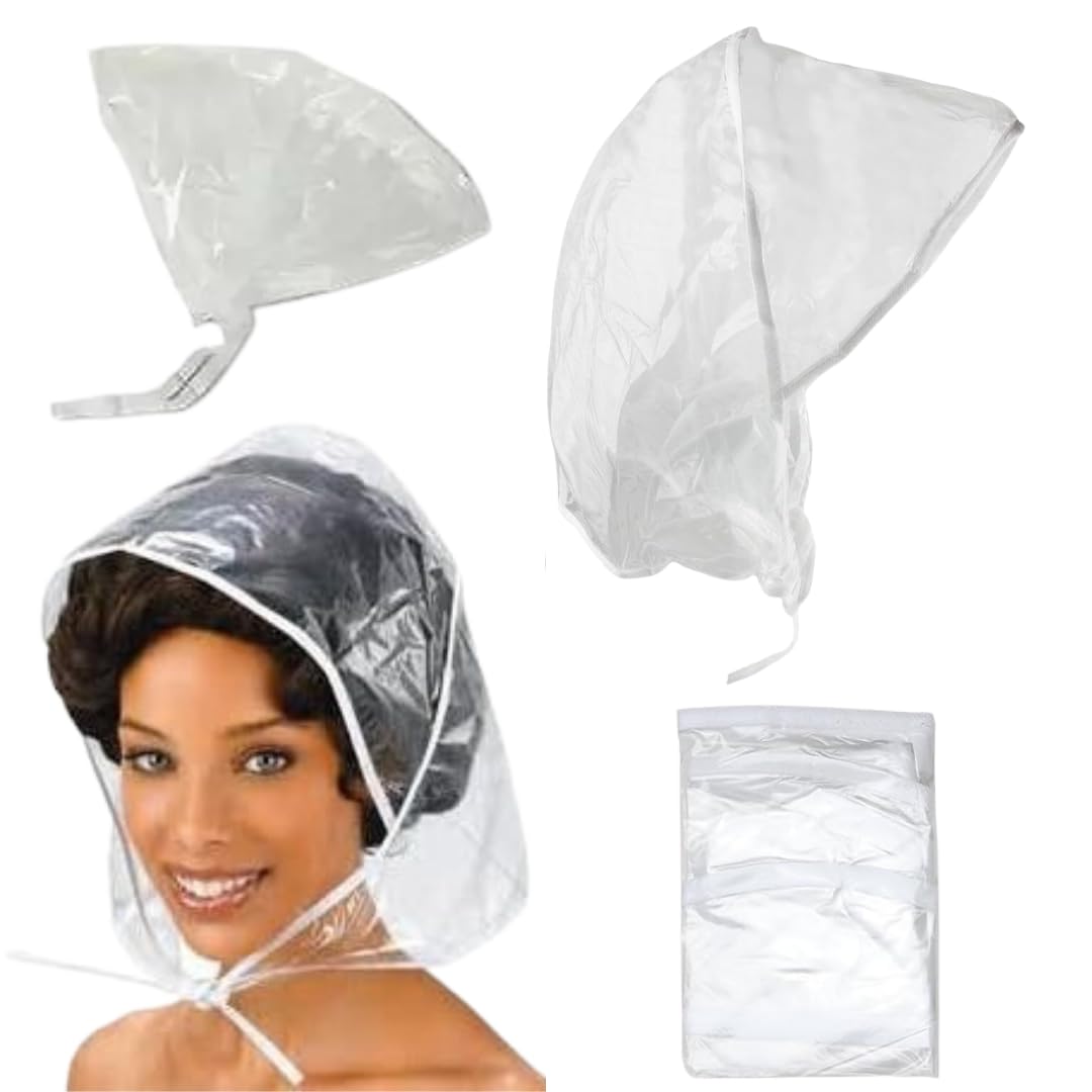 Citystores Unisex Clear Citystores® 3 Rain Bonnet Rain Hats Waterproof Rain Plastic Scarf Protect Hairstyle Men Women Lady Rain Wear Cover Rain Cap Head
