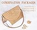 Straw Clutch Handbag Summer Beach Straw Purse for Women woven Envelope Bag and 2 Pairs Rattan Earrings (Light brown bag and Rattan earrings)