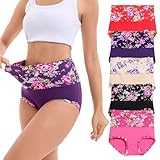 Beilangchc Womens Underwear Cotton High Waist Panties for Women Pack Tummy Control Floral Print Ladies Briefs Multipack Brief 01-5 Pack - Assorted Colors,L