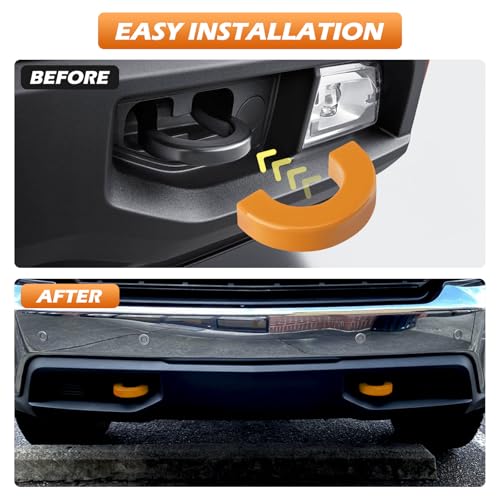 Image of Tow Hook Covers Fit for Chevy Silverado 1500 2007-2026 /GMC Sierra 1500 2007-2018, Customized Car Tow Hooks Compatible with Chevrolet Silverado 1500 Accessories 2007-2026 (Orange)