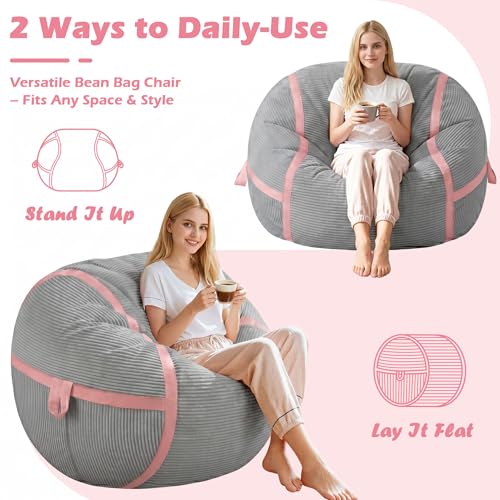 Image of 3FT Bean Bag Chair 3'Big Bean Bag Chairs with Adults, Large Beanbag Chair