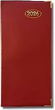 PaulStore 2026 Slim Line Week to View Padded Diary Metal Corner Case Bound (Red)