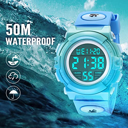 Image of Kids Watch,Boys Watch for 3-15 Year Old Boys,Digital Sport Outdoor Multifunctional Chronograph LED 50 M Waterproof Alarm Calendar Analog Watch for Children with Silicone Band,Kids Gift