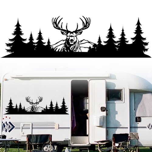 Autocollant en vinyle imperméable en forme de tête de cerf de montagne pour camping-car,...