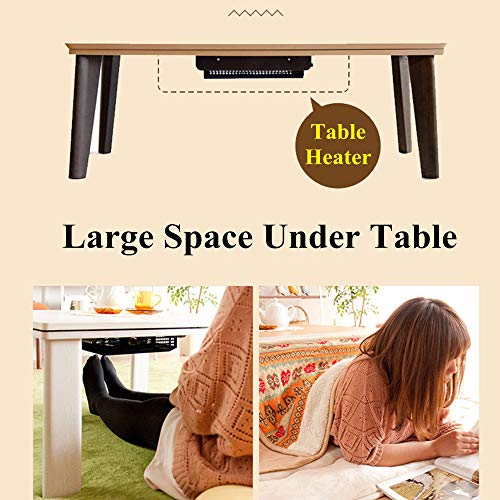 FMXYMC Foot Warmer Coffee Table, Japanese-Style Kotatsu Tables, Tatami Heated Stove Futon Table, with Embedded Heater, Soft Blanket, Rug, Classic Print,B