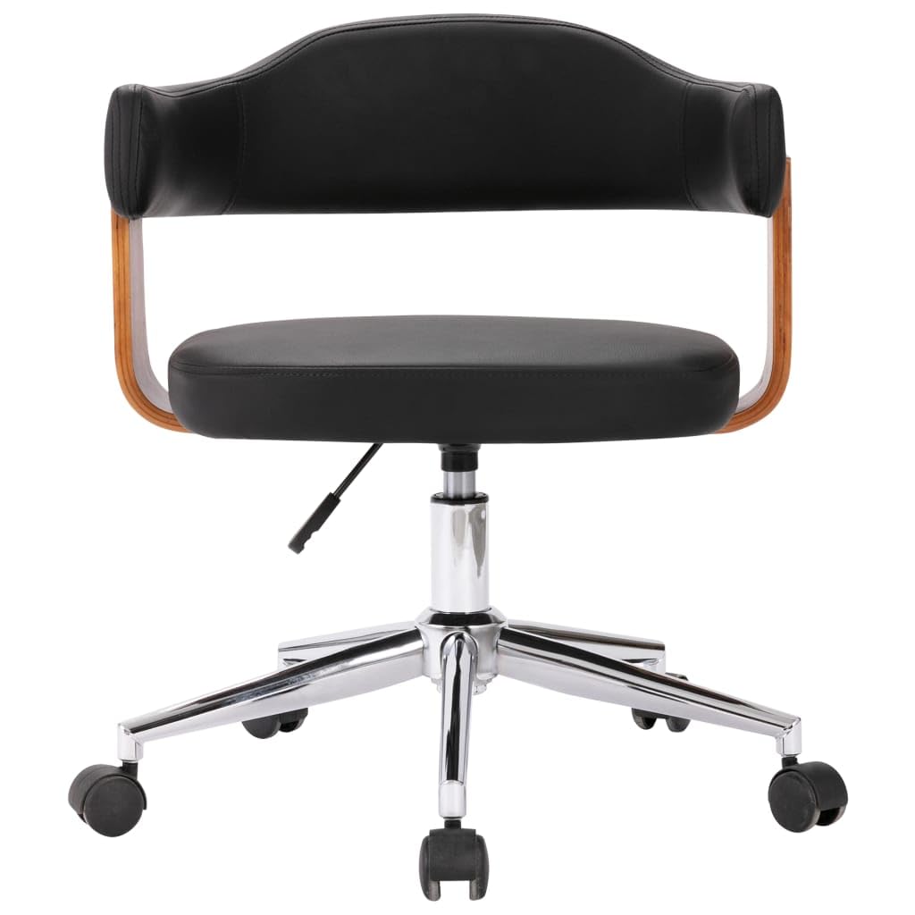 Juego de 2 sillas de comedor giratorias de piel sintética y madera curvada, giratoria 360 grados, con muelle de gas, altura ajustable, diseño moderno para salón o oficina