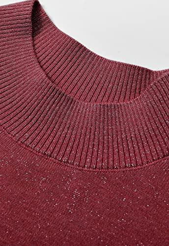 Women's Turtleneck Sweater Pullover Glitter Tops Soft Knitted Sweaters2