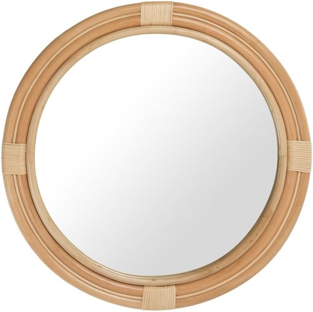 KOUBOO Nautical Rattan Circle Decorative Wall Mirror - Elegant Gold Framed Mirror, Wall-Mounted Mirror, Décor for Living Rooms, Bedrooms, Entryways, Natural