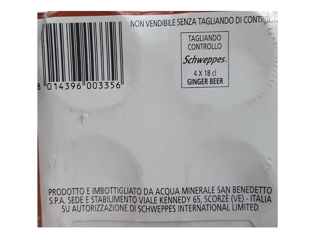 12x Schweppes Ginger Beer Kohlensäurehaltiges Erfrischungsgetränk mit Ingwergeschmack (4 x 18cl)