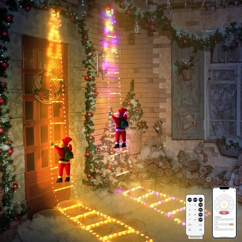 Scala luminosa Babbo Natale 90 LED Luce calda per uso interno ed