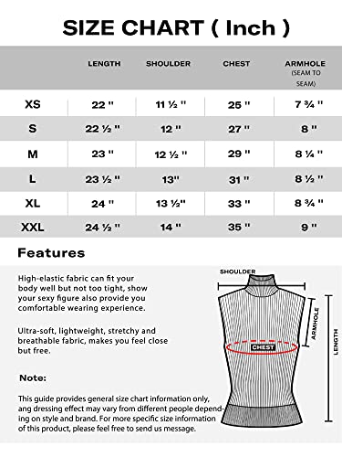 A Row Knit Sleeveless Turtlenecks/Mock Neck For Women Knit Sleeveless Tops High Stretchy Fitted Basic Sweater Vest Black #TOP5