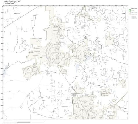 Amazon.com: Working Maps Zip Code Wall Map of Holly Springs, NC Zip ...
