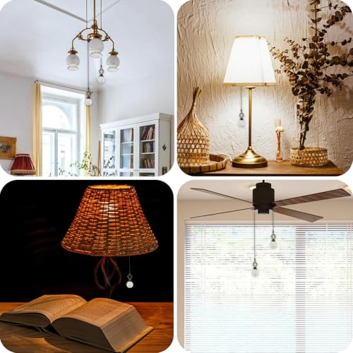 Image of GORGECRAFT 2PCS Ceiling Fan Pull Chain 15 Inches Light and Fan Cord Round Swith Connector Clear Crystal Diamond Fan Pull Chain Charms Ceiling Fan Pull Chain Extenders for Ceiling Light Lamp Fan