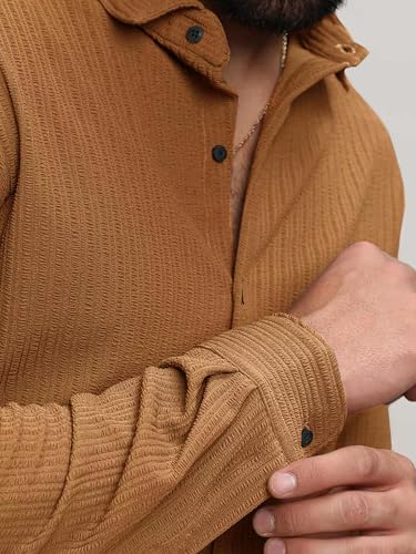 Image of Noble Monk Men's Regular Fit Casual Shirt |Full Sleeve| Polo Neck |Casual Shirts for Men