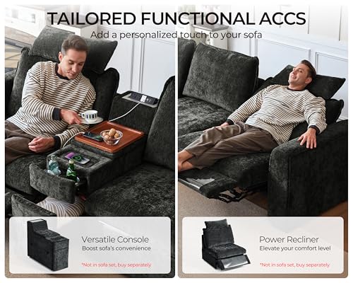 Image of 124.8'' Oversized Modular Sofa Comfy Cloud Couch with Storage, Extra Wide Sectional Sofa for Living Room, Covers Washable, 3-Seater, Chenille, Black