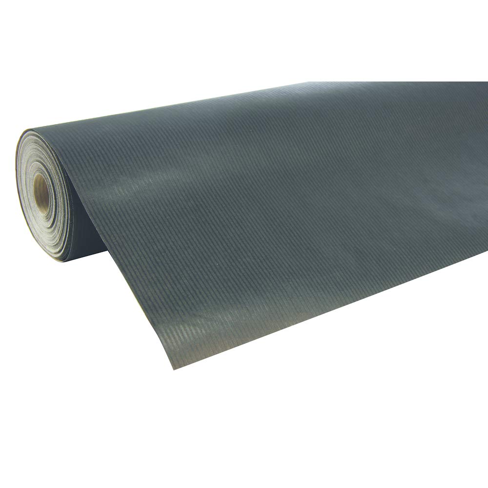 Clairefontaine - Ref 507529C - Nature Kraft Long Roll Wrapping Paper (Single Roll) - 70cm Width x 50m Length, 60gsm Ribbed Kraft Paper - Solid Black Colour