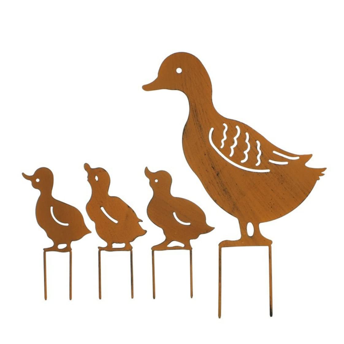 Ngbbby Iron Cute Ducks Family 4PCS Lawn Garden Stakes Ornaments Plugin Indoor Outdoor Decoration