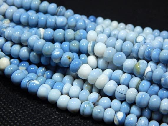 Perles Opale Bleue LKBEADS en rondelle lisse 7x6,5 mm pour création bijoux