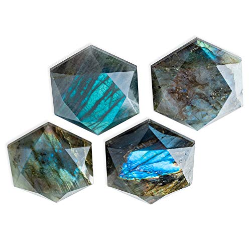 Labradorite Natural Healing Gemstone Chakra Crystal for Meditation, Spiritual Growth & Transformation (with Pine Wood Box) Spiritual Gift 1.5-1.7 Inches