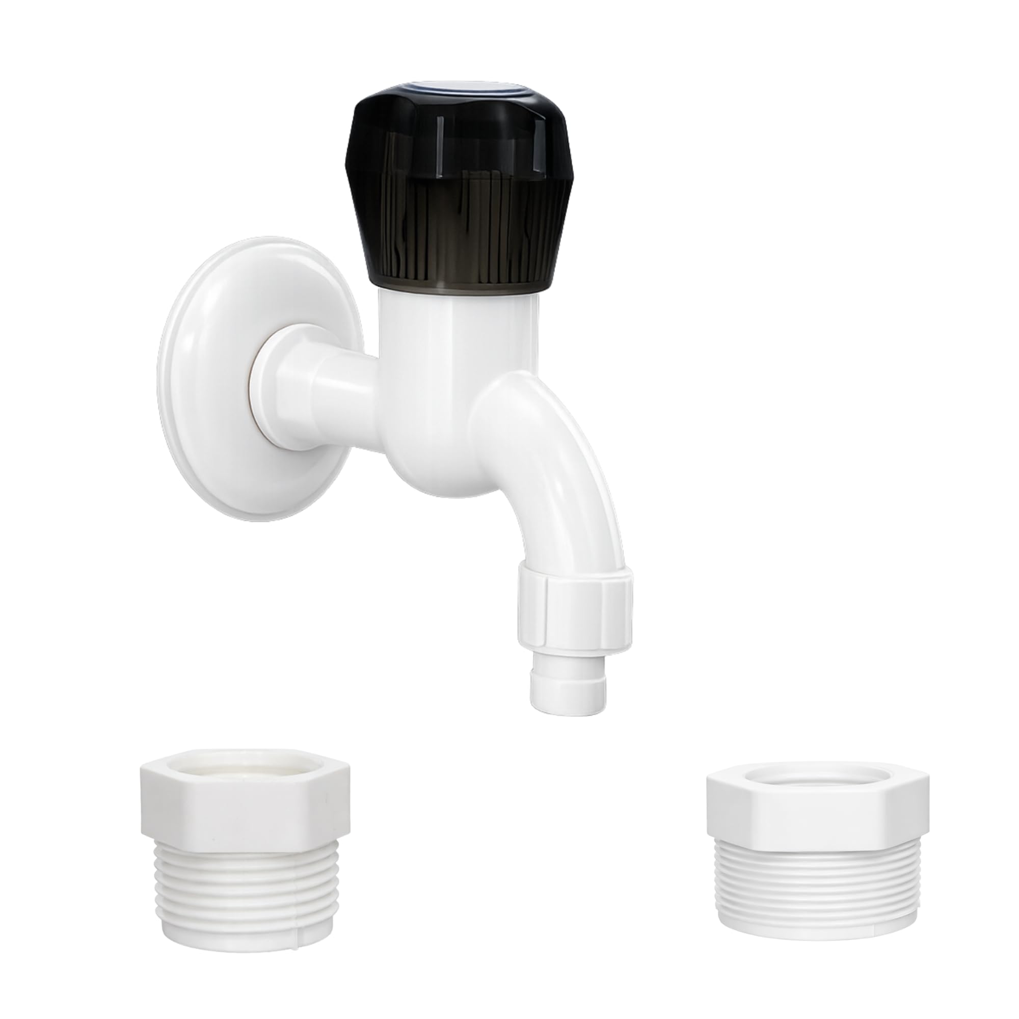 Plastic Washing Machine Tap with Dual Style Nozzles - PVC-Based Water Tap for Washing Machines - Wall Mounted-image-2