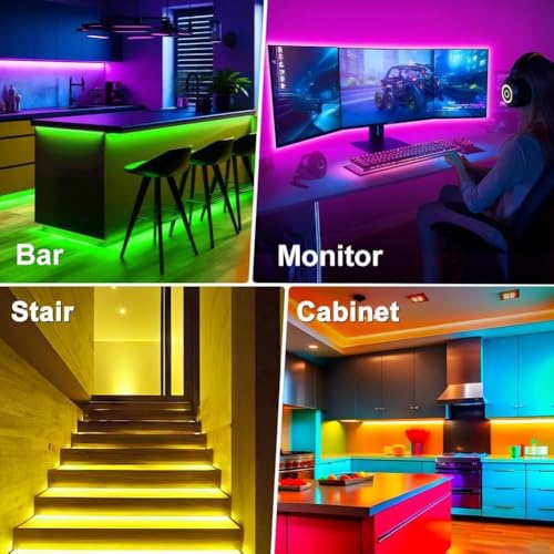 Image of PSTAR LED Lights for TV Led Backlight, 16.4ft Music Sync RGB Strip Lights with Remote & App Control, USB Powered for 45-75 Inch TVs, Computer, Bedroom, Gaming Setup, Home Cinema