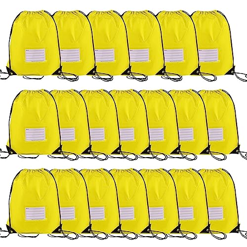 20 Pcs Drawstring Bags Bulk Draw String Backpack DIY Gym Sports Cinch Bag Sackpack for Women Men Yellow