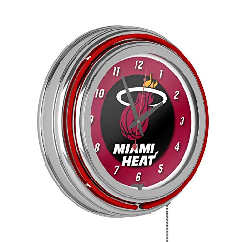Miami Heat NBA Chrome Double Ring Neon Clock Miami Heat NBA Chrome Double Ring Neon Clock