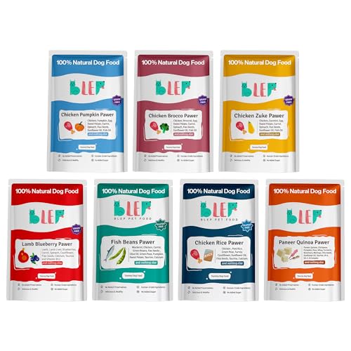Image of BLEP Healthy Dog Food for Adult & Puppies | 7 Different Non Veg Zero Preservatives| Dog Trial Pack | Wet Dog Food | Complete Meal & Balanced | 700g | 7 Packs of 100g