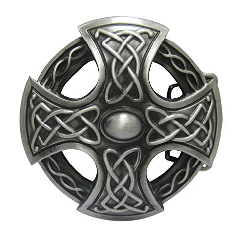 LKMY American Keltic Irish Scottish Celtic Cross Celtic Knot Belt Buckle For Mens Womens Father's Day (A)