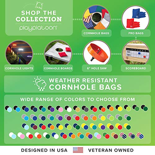 Play Platoon Weather Resistant Cornhole Bags - Set Of 8 Regulation Corn Hole Bean Bags - White & Black - Durable Duck Cloth Corn Hole Bags For Tossing Game, Includes Tote Bag #TOP4