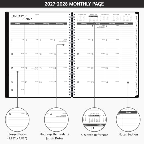 Agenda mensual 2027-2028 de 18 meses grande con cubierta flexible 3