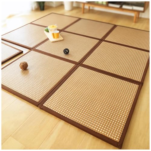 Alfombra De Suelo Estilo Tatami Japonés, Esterilla De Ratán, Plegable y Transpirable, Colchoneta Tipo Futón para Sala De Estar, Dormitorio o Sala De Juegos,1,2pcs