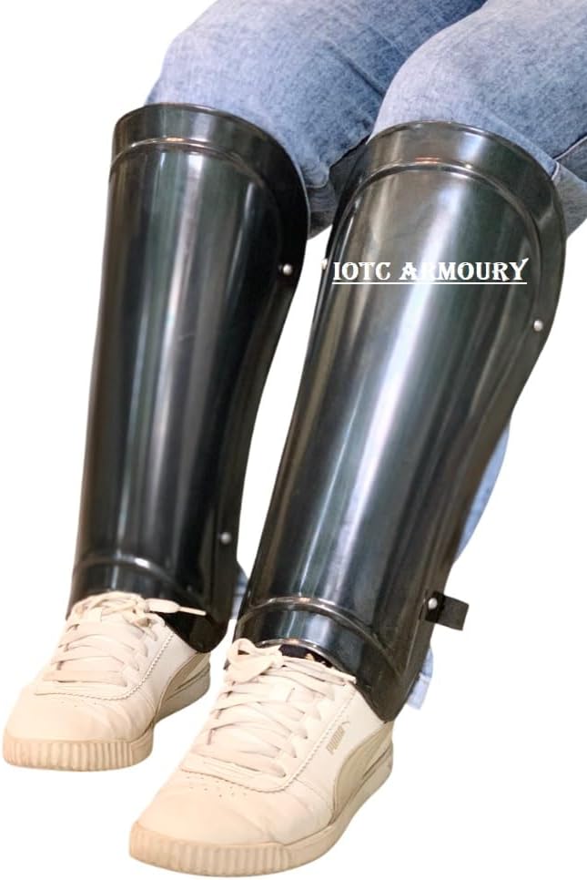 Medieval Leg Armor Pair 18 Gauge Steel Leg Guards Set Cosplay Costume LARP Knight Leg Greaves Reenactment Combat Armor Black Antique - Image 9