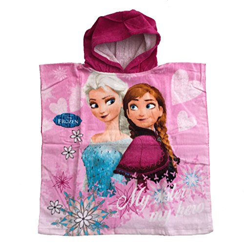 Poncho de bain/plage à capuche Disney Anna et Elsa La Reine des neiges Rose