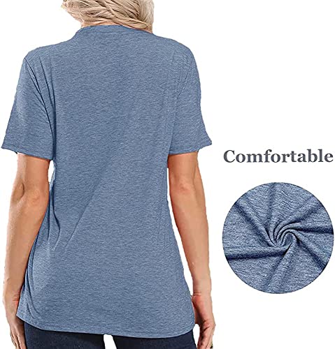 Graphic Tees For Women Choose Happy Letter Print Shirts Funny Love Heart Women T Shirt Inspirational Short Sleeve Tops Blue-M #TOP4