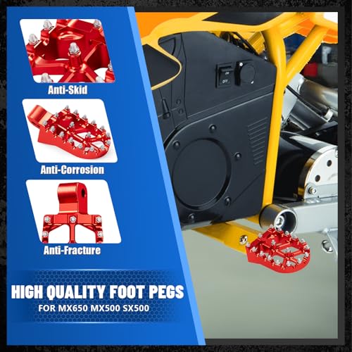 Image of Dirt Bike Foot Pegs Footpegs Rest Pedal CNC for MX 650 500 MX650 MX500 SX500 MX350 Electric Dirt Bike Red