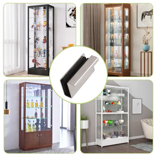 Image of Glass Finger Edge Pull, 4Pcs Cabinet Finger Pull Handle Glass Door Clips Cabinet Latch Clamp Concealed Handle for Display Glasscase Door (Pearl Nickel)