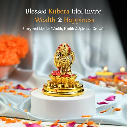 Image of ZAICUS Kubera God Statue - Decorative Murti on Lotus for Home and Office Vastu Puja Money Good Luck & Wealth - Diwali Gift