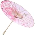 Oiled Paper Umbrella, Paper Umbrellas Decorations, Windproof Women Handmade Chinese Classical Dance Parasol (Pink)
