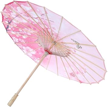 Oiled Paper Umbrella, Paper Umbrellas Decorations, Windproof Women Handmade Chinese Classical Dance Parasol Pink