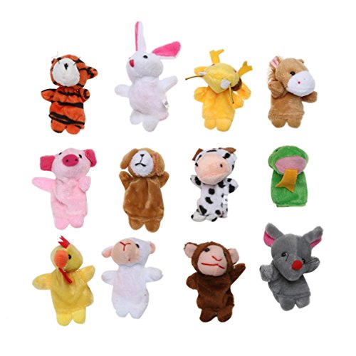 CoKate Finger Puppets, 12pc Zodiac Cartoon Finger Puppets Soft Velvet Dolls Props Toys